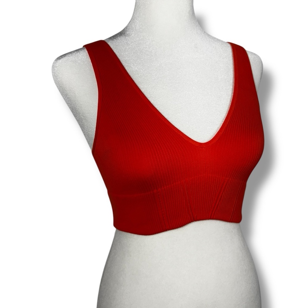 Free People Lost on You Scoop Neck Ribbed Bralette, Nasturtium, Size L/XL